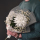 Букет-комплимент из 1 одноголовой хризантемы и гипсофилы